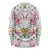Hawaii Palaka Long Sleeve Shirt White Tribal Pattern With Tropical Flowers - Polynesian Pride