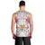 Hawaii Palaka Men Tank Top White Tribal Pattern With Tropical Flowers - Polynesian Pride