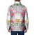 Hawaii Palaka Padded Jacket White Tribal Pattern With Tropical Flowers - Polynesian Pride