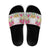 Hawaii Palaka Slide Sandals White Tribal Pattern With Tropical Flowers - Polynesian Pride