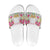 Hawaii Palaka Slide Sandals White Tribal Pattern With Tropical Flowers - Polynesian Pride