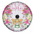Hawaii Palaka Spare Tire Cover White Tribal Pattern With Tropical Flowers - Polynesian Pride