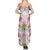 Hawaii Palaka Summer Maxi Dress White Tribal Pattern With Tropical Flowers - Polynesian Pride