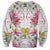Hawaii Palaka Sweatshirt White Tribal Pattern With Tropical Flowers - Polynesian Pride