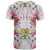 Hawaii Palaka T Shirt White Tribal Pattern With Tropical Flowers - Polynesian Pride