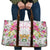 Hawaii Palaka Travel Bag White Tribal Pattern With Tropical Flowers - Polynesian Pride