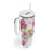 Hawaii Palaka Tumbler With Handle White Tribal Pattern With Tropical Flowers - Polynesian Pride