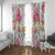 Hawaii Palaka Window Curtain White Tribal Pattern With Tropical Flowers - Polynesian Pride