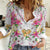 Hawaii Palaka Women Casual Shirt White Tribal Pattern With Tropical Flowers - Polynesian Pride