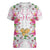 Hawaii Palaka Women V-Neck T-Shirt White Tribal Pattern With Tropical Flowers - Polynesian Pride
