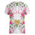 Hawaii Palaka Women V-Neck T-Shirt White Tribal Pattern With Tropical Flowers - Polynesian Pride