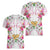 Hawaii Palaka Women V-Neck T-Shirt White Tribal Pattern With Tropical Flowers - Polynesian Pride