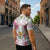 Hawaii Palaka Zipper Polo Shirt White Tribal Pattern With Tropical Flowers - Polynesian Pride