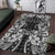 Hawaii Palaka Area Rug Black Tribal Pattern With Tropical Flowers - Polynesian Pride