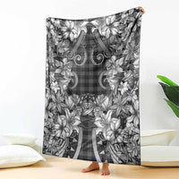Hawaii Palaka Blanket Black Tribal Pattern With Tropical Flowers - Polynesian Pride