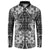 Hawaii Palaka Button Sweatshirt Black Tribal Pattern With Tropical Flowers - Polynesian Pride