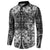 Hawaii Palaka Button Sweatshirt Black Tribal Pattern With Tropical Flowers - Polynesian Pride