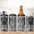 Hawaii Palaka 4 in 1 Can Cooler Tumbler Black Tribal Pattern With Tropical Flowers - Polynesian Pride