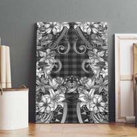 Hawaii Palaka Canvas Wall Art Black Tribal Pattern With Tropical Flowers - Polynesian Pride
