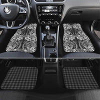 Hawaii Palaka Car Mats Black Tribal Pattern With Tropical Flowers - Polynesian Pride