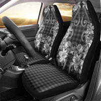 Hawaii Palaka Car Seat Cover Black Tribal Pattern With Tropical Flowers - Polynesian Pride