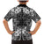 Hawaii Palaka Family Matching Mermaid Dress and Hawaiian Shirt Black Tribal Pattern With Tropical Flowers - Polynesian Pride