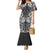 Hawaii Palaka Family Matching Mermaid Dress and Hawaiian Shirt Black Tribal Pattern With Tropical Flowers - Polynesian Pride