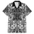 Hawaii Palaka Family Matching Off The Shoulder Long Sleeve Dress and Hawaiian Shirt Black Tribal Pattern With Tropical Flowers - Polynesian Pride