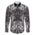 Hawaii Palaka Family Matching Off The Shoulder Long Sleeve Dress and Hawaiian Shirt Black Tribal Pattern With Tropical Flowers - Polynesian Pride