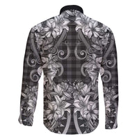 Hawaii Palaka Family Matching Off The Shoulder Long Sleeve Dress and Hawaiian Shirt Black Tribal Pattern With Tropical Flowers - Polynesian Pride