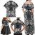 Hawaii Palaka Family Matching Off Shoulder Maxi Dress and Hawaiian Shirt Black Tribal Pattern With Tropical Flowers - Polynesian Pride