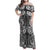 Hawaii Palaka Family Matching Off Shoulder Maxi Dress and Hawaiian Shirt Black Tribal Pattern With Tropical Flowers - Polynesian Pride