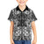 Hawaii Palaka Family Matching Tank Maxi Dress and Hawaiian Shirt Black Tribal Pattern With Tropical Flowers - Polynesian Pride