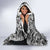 Hawaii Palaka Hooded Blanket Black Tribal Pattern With Tropical Flowers - Polynesian Pride