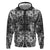 Hawaii Palaka Hoodie Black Tribal Pattern With Tropical Flowers - Polynesian Pride
