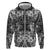 Hawaii Palaka Hoodie Black Tribal Pattern With Tropical Flowers - Polynesian Pride