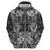 Hawaii Palaka Hoodie Black Tribal Pattern With Tropical Flowers - Polynesian Pride