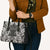 Hawaii Palaka Leather Bag Black Tribal Pattern With Tropical Flowers - Polynesian Pride