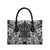 Hawaii Palaka Leather Bag Black Tribal Pattern With Tropical Flowers - Polynesian Pride