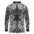 Hawaii Palaka Long Sleeve Polo Shirt Black Tribal Pattern With Tropical Flowers - Polynesian Pride