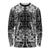 Hawaii Palaka Long Sleeve Shirt Black Tribal Pattern With Tropical Flowers - Polynesian Pride