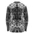 Hawaii Palaka Long Sleeve Shirt Black Tribal Pattern With Tropical Flowers - Polynesian Pride