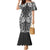 Hawaii Palaka Mermaid Dress Black Tribal Pattern With Tropical Flowers - Polynesian Pride