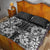 Hawaii Palaka Quilt Bed Set Black Tribal Pattern With Tropical Flowers - Polynesian Pride