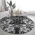 Hawaii Palaka Round Carpet Black Tribal Pattern With Tropical Flowers - Polynesian Pride