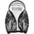 Hawaii Palaka Sherpa Hoodie Black Tribal Pattern With Tropical Flowers - Polynesian Pride