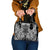 Hawaii Palaka Shoulder Handbag Black Tribal Pattern With Tropical Flowers - Polynesian Pride