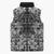 Hawaii Palaka Sleeveless Puffer Jacket Black Tribal Pattern With Tropical Flowers - Polynesian Pride
