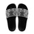 Hawaii Palaka Slide Sandals Black Tribal Pattern With Tropical Flowers - Polynesian Pride