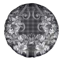 Hawaii Palaka Spare Tire Cover Black Tribal Pattern With Tropical Flowers - Polynesian Pride